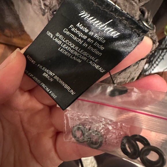 Muubaa Dark Brown Leather Jacket with Lace Detailing - Picture 6 of 6